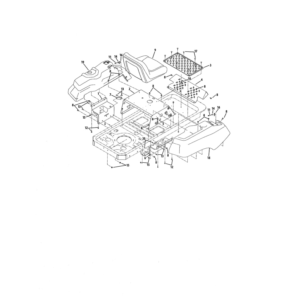 Operator's Platform Diagram and Parts List for 17WI2ACP056  Cub Cadet Lawn Tractor
